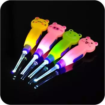 Съемный ушной совок с изображением животных из мультфильма и подсветкой Световой ушной совок Визуальный ушной совок Инструмент для чистки ушей cat розовый