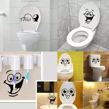 Съемный водонепроницаемый настенный декор для туалета, туалетной комнаты, наклейка, наклейка