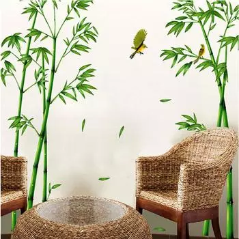 Съемный зеленый бамбуковый лес в глубине стикер на стену креативный китайский стиль DIY дерево домашний декор наклейки для украшения гостиной