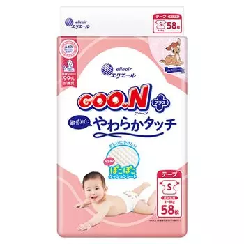 S Goon Plus Soft touch для чувствительной кожи 58 шт. [размер ленты] (4~8 кг) (Дисней дизайн) белый
