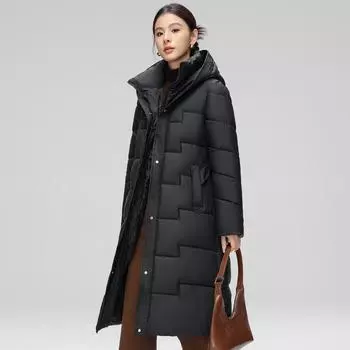 С капюшоном, хлопковая одежда, женская зимняя одежда, новая высококачественная облегающая теплая модная куртка длиной до колена M хаки