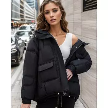 С капюшоном пуховая хлопковая одежда женская новая короткая зимняя куртка большого размера с множеством карманов из хлопка модная XXXL белый