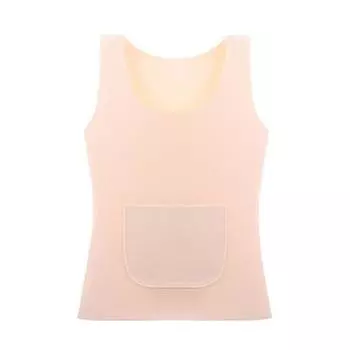 с карманом бесшовный терможилет облегающий низ рубашка женская майка майка осень зима XXXL телесный