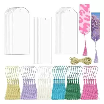 С кисточками Пустые закладки Прозрачные незаконченные закладки Закладки своими руками Поделки Декор 30pcs