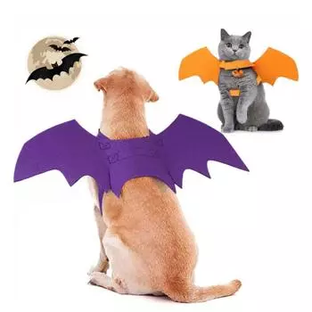 С колокольчиком, шлейка с крыльями кошки, летучей мыши, черные/фиолетовые/оранжевые костюмы с крыльями собаки, вечерние костюмы для косплея S оранжевый