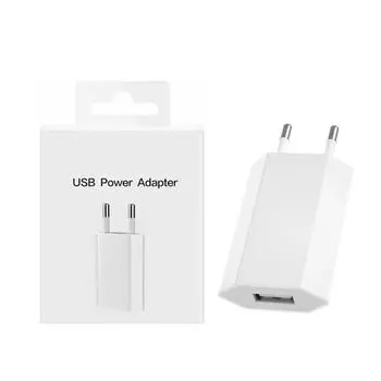 С коробкой 5 В 1 А 5 Вт EU Plug USB настенное зарядное устройство для iPhone 5 5S 6 6S 7 8 Plus 11 12 13 14 Pro Max X XR XS SE USB дорожный адаптер питания EU Charger With Box
