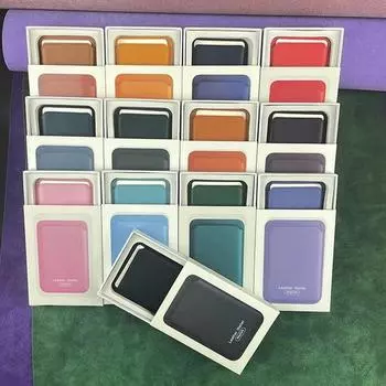 С коробкой для Apple Magsafe кожаный магнитный кошелек держатель для карт чехол для iPhone 12 13 14 15 16 Pro Max чехол фирменные аксессуары фиолетовый