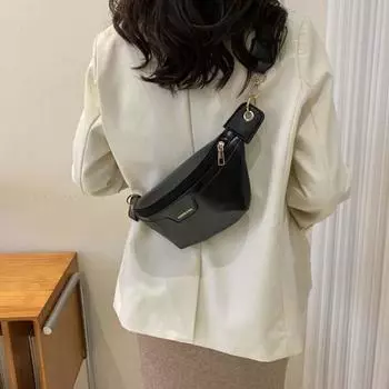 С кошельком для монет PU нагрудная сумка поясная сумка через плечо крутая сумка для бега поясная сумка для шопинга чёрный