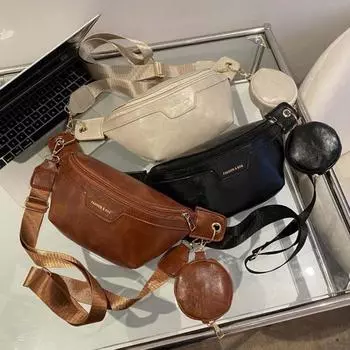 С кошельком для монет Сумка-бананка Поясная сумка для бега Простая сумка через плечо Спортивная сумка на талию белый