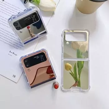 С косметическим зеркальным чехлом для Samsung Galaxy Z Flip1 2 3 4 противоударный силиконовый чехол For Z Flip 4