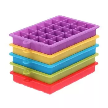 С крышкой/без крышки, 24 отверстия, силиконовый лоток для льда, квадратная коробка, вспомогательная форма для еды, пюре, сыра, желе, бар, кухонный инструмент, форма для кубиков льда Cover красный