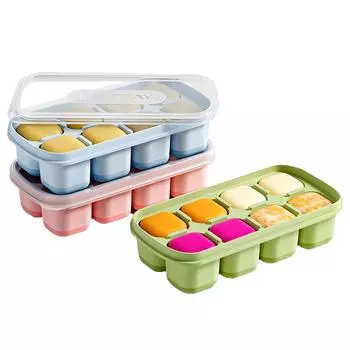 С крышкой для приготовления льда Силиконовая форма для льда Качественный лоток для кубиков льда Кухня синий