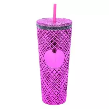 С крышкой и соломинкой полностью украшенный стакан 24 унции чашки для напитков фитнес соломинка бутылка для воды для женщин розы красного
