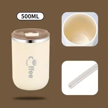 С крышкой Изолированная чашка Герметичная кофейная кружка Портативная кофейная чашка На открытом воздухе pp бежевый