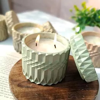 с крышкой круглая банка для свечей силиконовые формы для самостоятельного изготовления цемента, бетона, восковой бутылки, гипсового горшка, изготовления поделок, подарков, домашнего декора