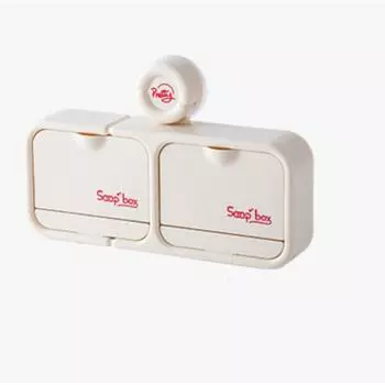 с крышкой присоска мыльница настенный контейнер для мыла держатель для мыла аксессуары для ванной White-Double-layer