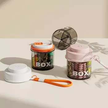 с крышкой ящик для хранения таблеток визуальный дорожный органайзер для таблеток без бисфенола А вращающийся дозатор таблеток Главная белый