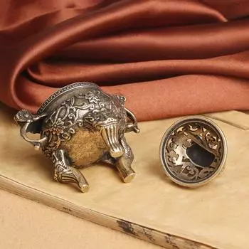 С крышкой трехногий держатель для благовоний антикварный мини Pixiu держатель для благовоний офис медный