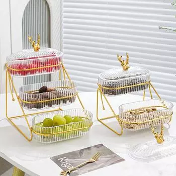 с крышкой Ящик для хранения закусок Прозрачная банка для хранения Органайзер для фруктов Поднос для конфет Style 4