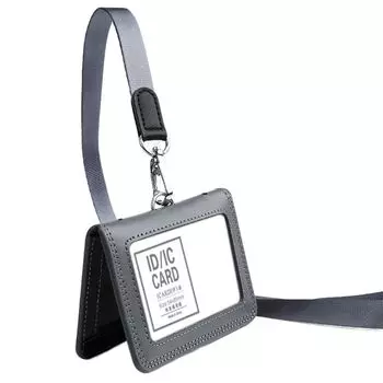с лямкой держатель для бейджа врача чехол для визитной карточки держатель для кредитной карты держатель для удостоверения личности рефери Grey-Horizontal