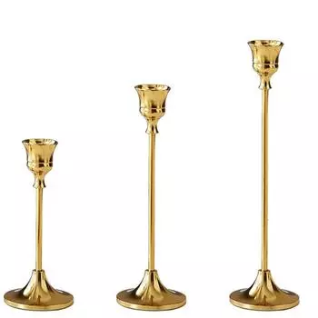 S/M/L Ретро золотые подсвечники для свадебной вечеринки Винтажный металлический подсвечник Домашний декор Рождественские подсвечники Украшение кухни
