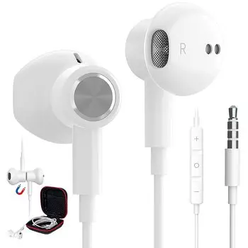 с магнитным для глубокого шума совместимый с iPhone AQUOS 8 moto Galaxy и другими веб-конференциями Android Белый пульт дистанционного управления с чехлом Наушники,