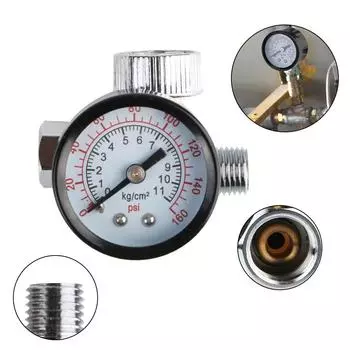 С манометром и клапаном реле давления, регулируемый 1/4 регулятор воздуха для краскопульта, клапан управления потоком воздуха, пневматические детали 1/4 чёрный