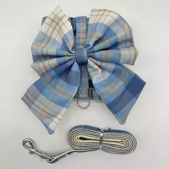 С нами Damda Шлейка для собак и кошек Набор поводков с клетчатой лентой Розовый Синий Желтый