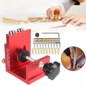 С направляющей для сверления Инструмент для поиска отверстий в дереве Деревянные заглушки и шурупы Отверстия под углом 15° Комплект для двух отверстий для дерева Карманный шаблон для отверстий RED