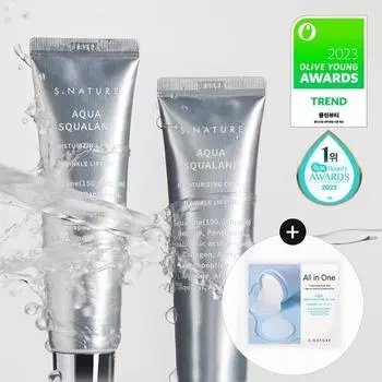S-Nature Aqua Squalane увлажняющий крем 60 мл Двойной специальный (60мл+60мл+2 успокаивающие подушечки) Moisture Cream 60ml Double Plan (+Calming Pad)