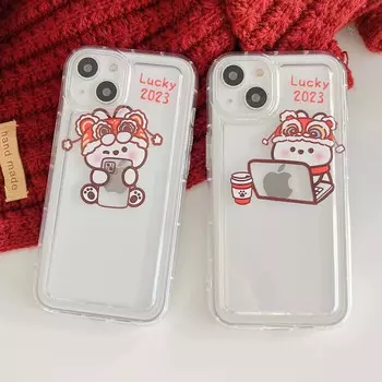 С Новым 2023 годом, пара кроликов, милый кролик, мультяшный силиконовый мягкий чехол для телефона Iphone 13 11 Promax 14 Pro Max 12 Shell Capa For iphone 14