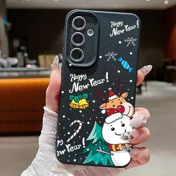 С Новым Годом Чехол для Телефона для Samsung Galaxy A56 A16 A17 A36 A26 A55 A15 A25 A54 5G S25 S24 S22 Ultra S24 S23 FE Мягкая TPU Обложка Samsung Galaxy S25 edge