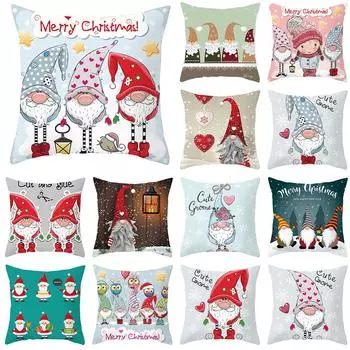 С Новым годом, рождественские украшения, карликовый принт, чехол для подушки для дома, гостиной, украшение для дивана, наволочка 40X40CM