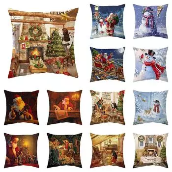 С Новым годом, Рождественский принт лося, чехол для подушки для дома, гостиной, украшения дивана, наволочка 40X40CM