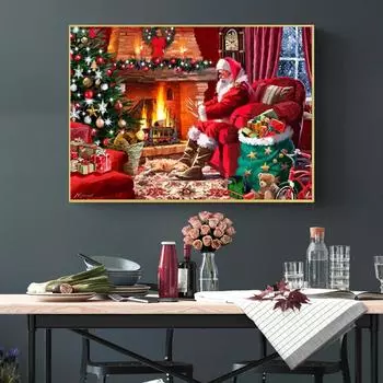 С Новым годом, Рождеством, Санта-Клаусом, постер, праздничный подарок, декоративная живопись, холст, искусство для гостиной, настенные постеры, домашний декор 21x30cm No Frame белый