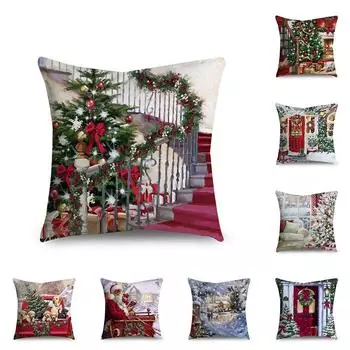 С Новым годом Санта-Клаус с принтом наволочка для дома, гостиной, украшения дивана, квадратная наволочка 40X40CM