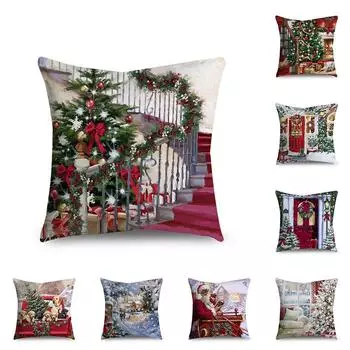 С Новым годом Санта-Клаус с принтом наволочка для дома, гостиной, украшения дивана, наволочка 40X40CM
