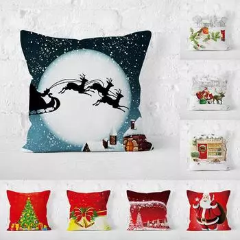 С Новым годом Санта-Клаус с принтом наволочка для дома, гостиной, украшения дивана, наволочка 40X40CM