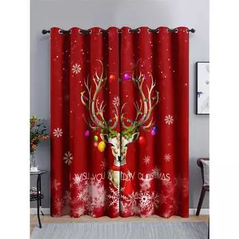 С Новым годом, Санта-Клаус, Счастливого Рождества, олени, затемняющие шторы для гостиной, спальни, кухни, домашнего декора 100W130H(CM)40x51in&Rod Pocket