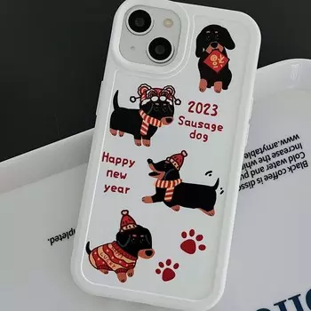 С Новым годом собака 2023, силиконовый мягкий чехол с рисунком щенка, милый чехол для телефона для Iphone 14 Pro Max Plus 13 12 11 Promax Xsmax Xr X Capa For iphone 14promax