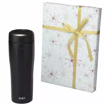 с оберткой Стакан черный xx Imio 480 мл бумажное сообщение [Упакованная бумага] 7,7 7,7 21,2 см (оберточный цветок) чёрный