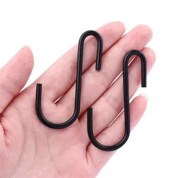 S-образная вешалка для одежды, 10 шт., крючки для горшков в форме буквы S, держатель для хранения принадлежностей для ванной комнаты, кухонный органайзер чёрный