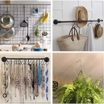 S-образные крючки, 12 штук в упаковке, алюминиевые S-образные крючки, для подвешивания кастрюль и сковородок, растений, кофейных чашек, одежды, полотенец на кухне, в офисе и саду