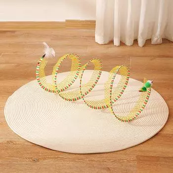 S-образный кошачий туннель Стальная проволока Многофункциональная игрушка Смешной складной кошачий туннель Труба для дома Желтый