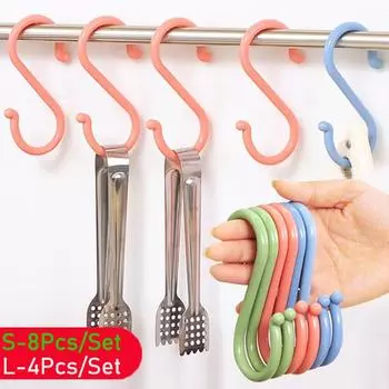 S-образный. Крючок для хранения, крючок без гвоздей, задний крючок для двери ванной комнаты, шкафа. Кухонный крючок Для дома Многофункциональный Творческий Полезный Пластик Blue-S/8Pcs