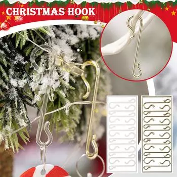 S-образный крючок, Рождественские украшения, Украшения для елки, Домашний реквизит, Золотой прозрачный крючок One Size