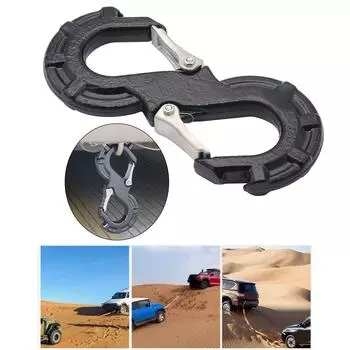 S-образный стальной скользящий крюк, крюк для лебедки, универсальный, прочный, быстросъемный, автомобильный, крюк для лебедки, стальной крюк-защелка чёрный