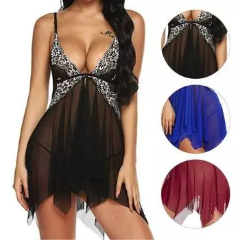 С открытой спиной и без рукавов Se y Plus Размер Сетчатая женская свадебная элегантная ночная рубашка для спальни 5XL синий