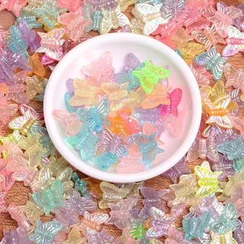 С отверстием 100 шт. AB цвет свободные бусины-разделители DIY аксессуары многоцветные акриловые бусины-бабочки браслет Neacklce Изготовление кристаллов ручной работы разноцветный