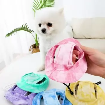 с отверстиями для ушей для маленьких и средних собак, солнцезащитная кепка для маленьких собак, бейсболка, кепка для собак, регулируемая кепка для домашних животных, спортивная кепка для улицы, товары для животных S синий